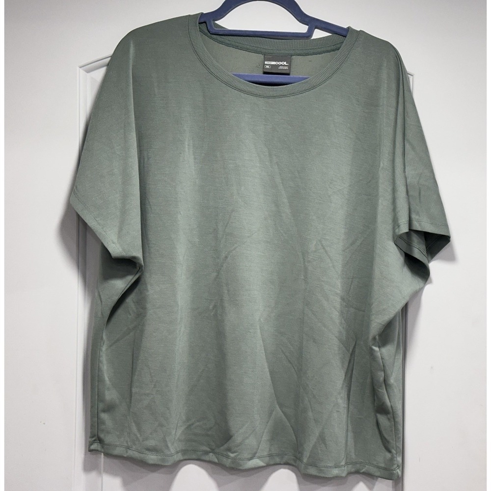 32 Degrees COOL Women's XXL Relaxed Fit 4way Stretch CrewNeck T-shirt Green NWOT